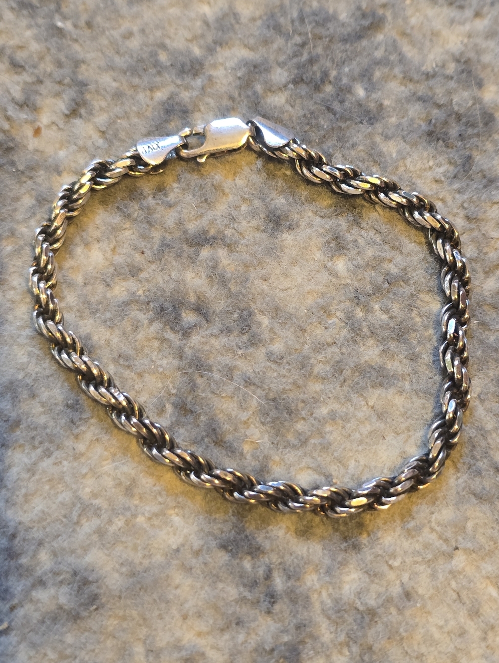 Sterling Rope Chain Bracelet in Silver Tone